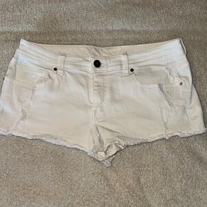 Victoria's Secret Cream Jean Shorts Distressed Cut-Off Style
